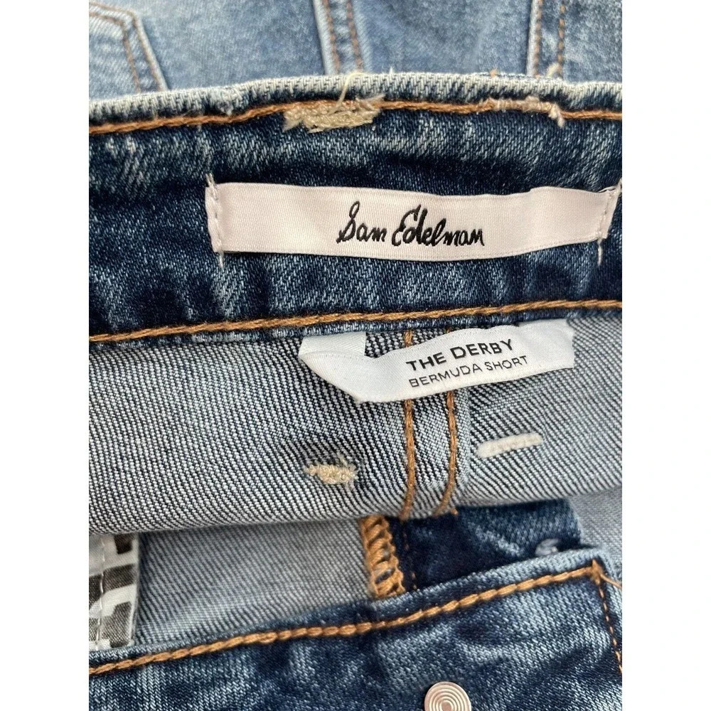 Sam Edelman Derby Bermuda Shorts Womens Blue Denim Marbella Size 4/27 NWT - Picture 9 of 10